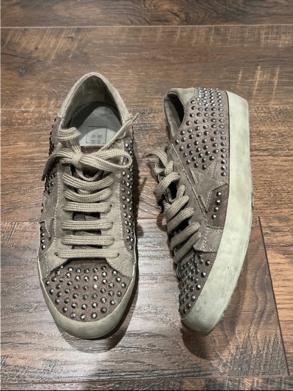 ShuShop Taupe Studded Suede Women's Sneakers